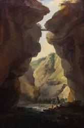 Brücke und Schluchten des Dala-Flusses in Leukerbad, Blick auf den Berg